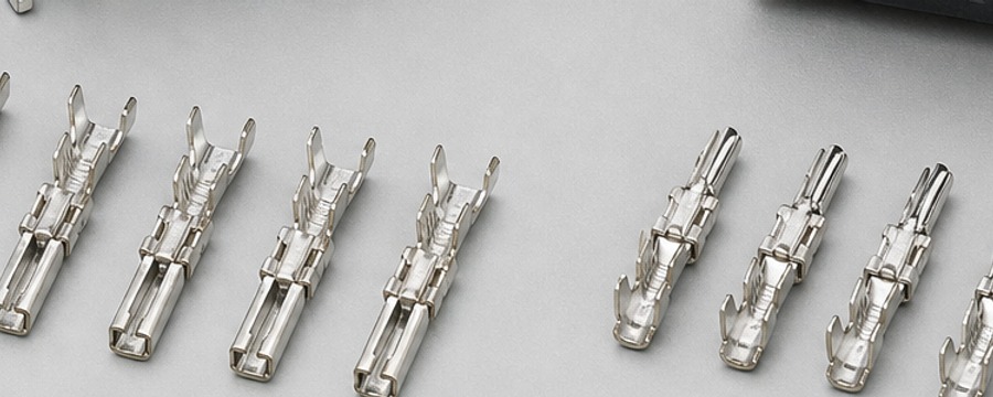 Micro-Fit compatible silver crimp terminal detail