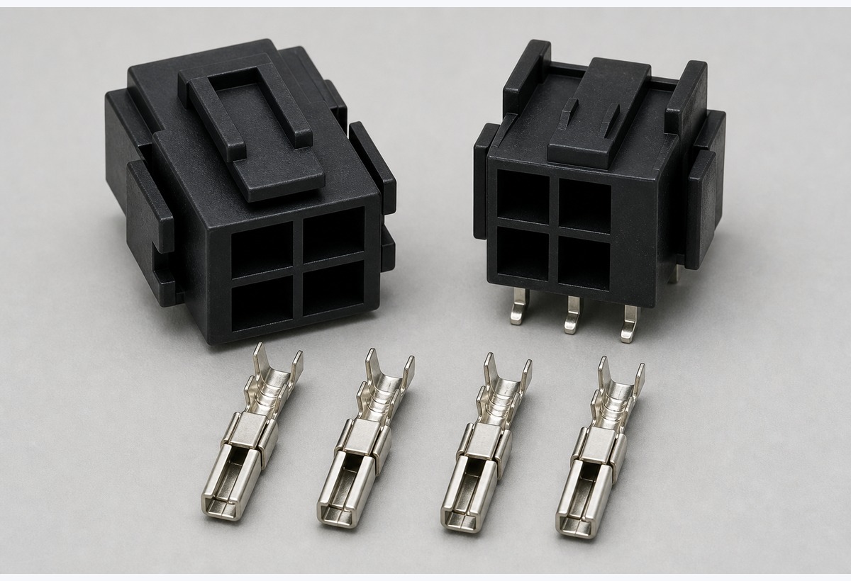 4 Circuit Mini-Fit Compatible Connector black 4.20mm Mini-Fit compatible housing header and crimp terminal product image