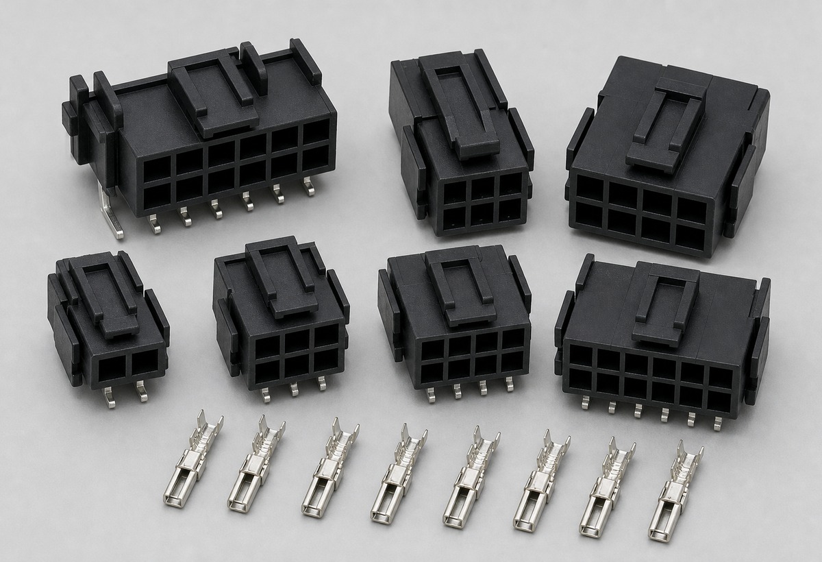 Mini-Fit compatible connector series black 4.20mm dual row housing header and crimp terminal product image
