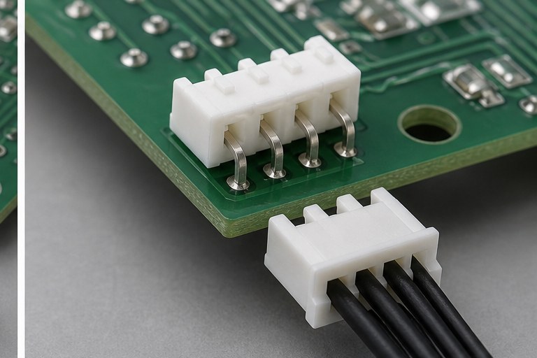 XH connector right angle PCB wafer mating detail
